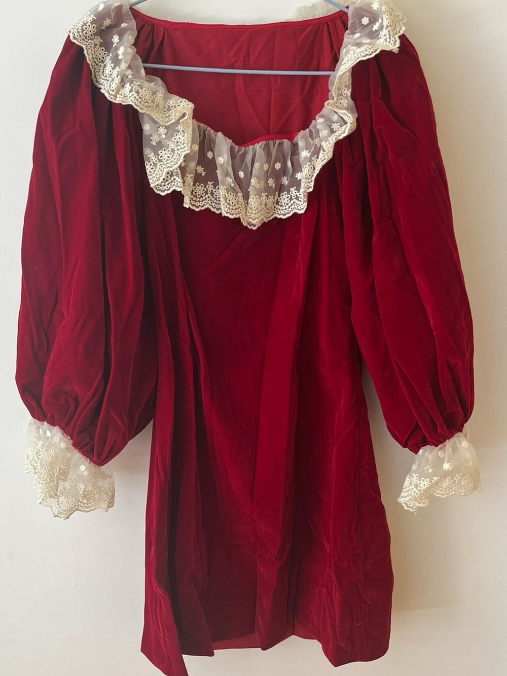 heirloom franique dress in red velvet
